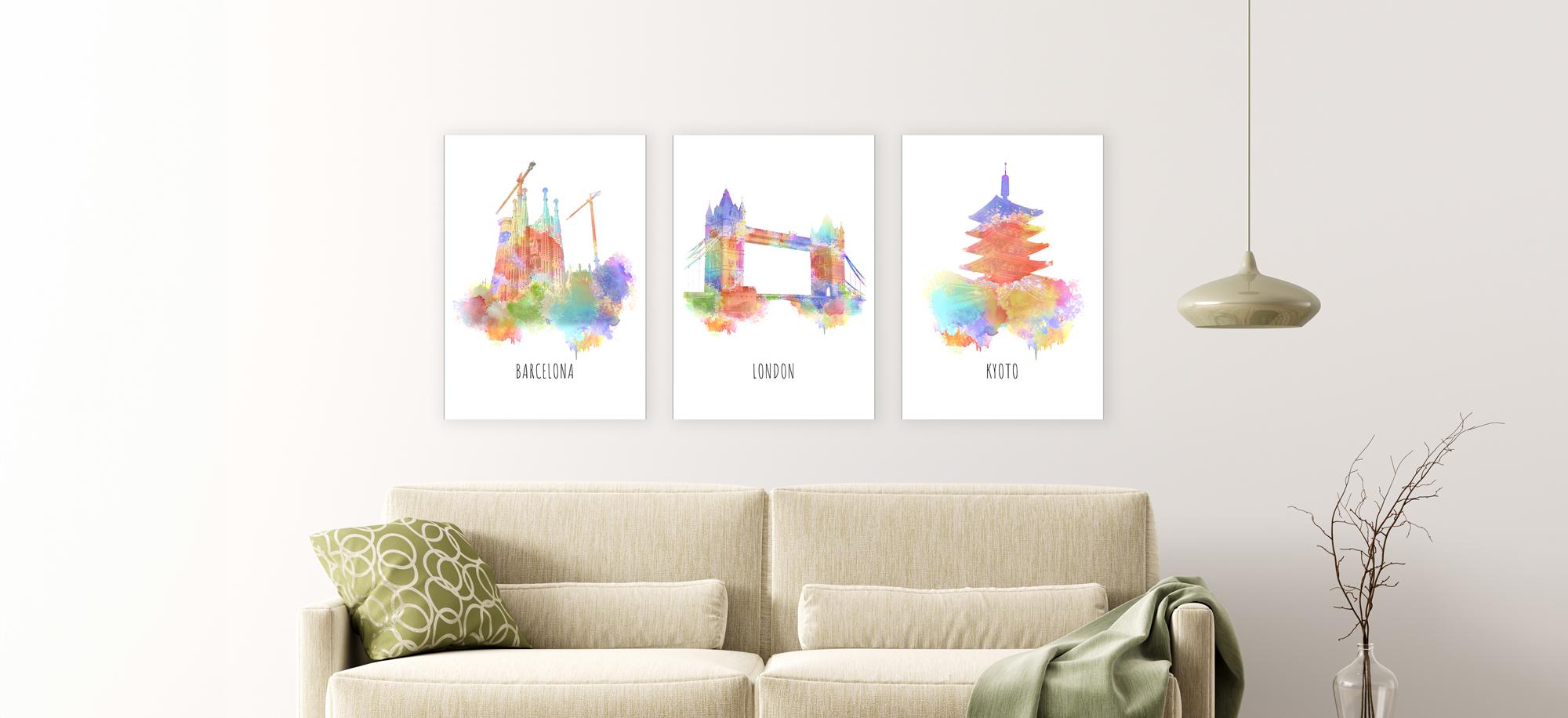 Watercolor city op art