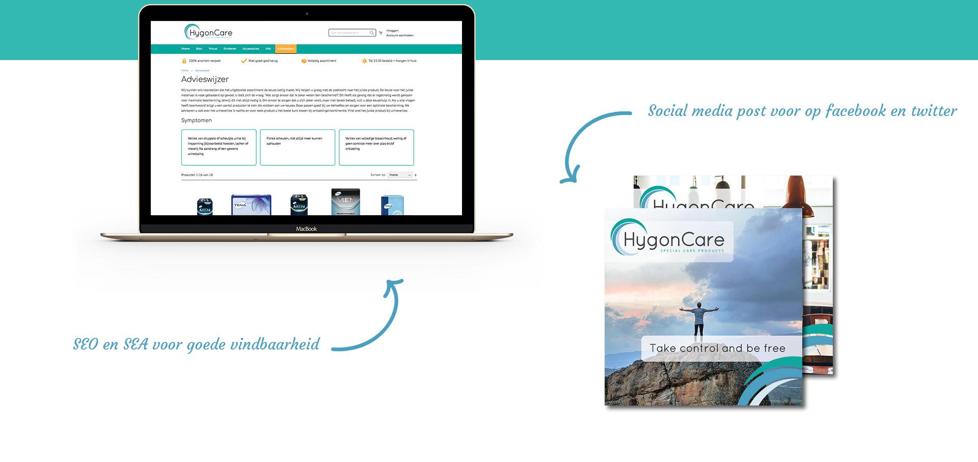 Website voor Hygoncare door The Dare Company